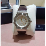 Maserati Potenza Silver Dial Brown Leather Strap Watch For Women - R8851108506