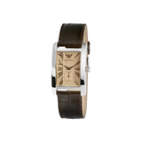 Emporio Armani Classic Beige Dial Brown Leather Strap Watch For Men - AR0154