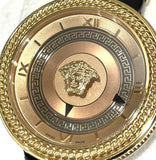 Versace V Metal Icon Gold Dial Black & Gold Strap Watch for Women - VLC030014