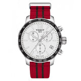 Tissot Quickster Chronograph NBA Chicago Bulls White Dial Red NATO Strap Watch For Men - T095.417.17.037.04