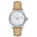 Tag Heuer Formula 1 Quartz 35mm Diamond Mother of Pearl Dial Beige Leather Strap Watch for Women - WBJ131A.FC8254