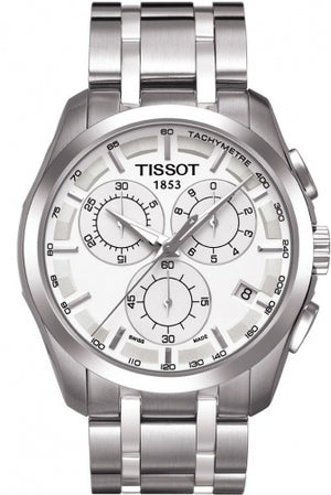 Tissot Couturier Chronograph White Dial Silver Steel Strap Watch For Men - T035.617.11.031.00