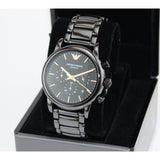 Emporio Armani Luigi Ceramic Chronograph Black Dial Black Strap Watch For Men - AR1509