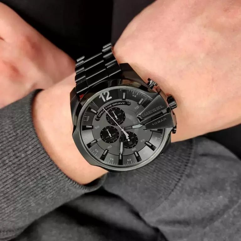 Diesel Mega Chief Chronograph Black Dial Black Stainless Steel