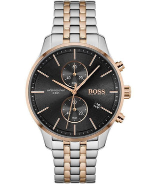 Hugo Boss Associate Chronograph Black Dial Two Tone Steel Strap Watch for Men - 1513840