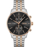 Hugo Boss Associate Chronograph Black Dial Two Tone Steel Strap Watch for Men - 1513840