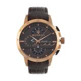 Maserati Ingegno Chronograph Brown Dial Brown Leather Strap Watch For Men - R8871619001