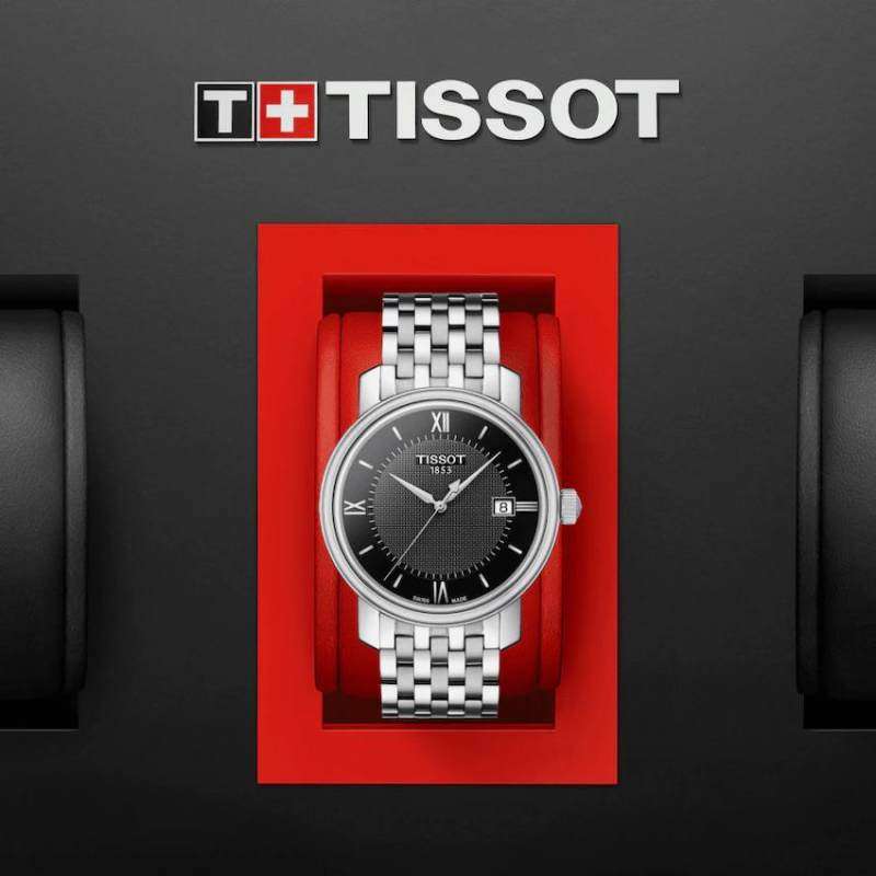 Tissot Bridgeport Black Dial Silver Steel Strap Watch For Women - T097.010.11.058.00