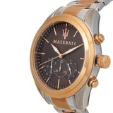 Maserati Traguardo Chronograph Brown Dial Two Tone Steel Strap Men's Watch - R8873612003