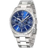 Maserati Competizione Chronograph Blue Dial Silver Steel Strap Watch For Men - R8853100013