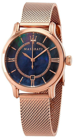 Maserati Epoca Blue Dial Rose Gold Mesh Strap Watch For Women - R8853118503