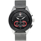 Maserati Traguardo Black Dial Silver Mesh Bracelet Watch For Men - R8873612005