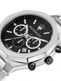 Maserati Stile Chronograph Black Dial Silver Steel Strap Watch For Men - R8873642004