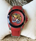 Gucci Dive Quartz Red Dial Red Rubber Strap Watch For Men - YA136315