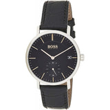 Hugo Boss Corporal Black Dial Black Leather Strap Watch for Men - 1513638