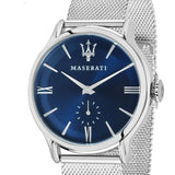 Maserati Epoca Blue Dial Silver Mesh Bracelet Watch For Men - R8853118006