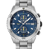 Hugo Boss Vela Chronograph Diver Blue Dial Silver Steel Strap Watch for Men - 1513775