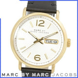 Marc Jacobs Fergus Silver Dial Black Leather Strap Watch for Men - MBM5081