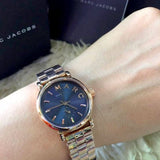 Marc Jacobs Baker Blue Dial Rose Gold Stainless Steel Strap Watch for Women - MBM3330