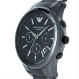 Emporio Armani Ceramica Chronograph  Black Dial Black Strap Watch For Men - AR1452