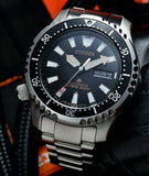 Citizen Promaster 200M Diver Fugu Asian Limited Edition Black Dial Silver Steel Strap Watch For Men - NY0090-86E