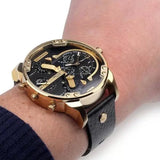 Diesel Mr Daddy Black & Gold Dial Black Leather Strap Watch For Men - DZ7371