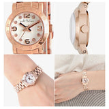 Marc Jacobs Amy White Dial Rose Gold Stainless Steel Strap Watch for Women - MBM3227