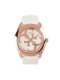 Guess G Twist White & Gold Dial White Silicone Strap Watch For Women - W0911L5