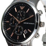 Emporio Armani Renato Chronograph Black Dial Two Tone Steel Strap Watch For Men - AR11165