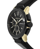 Gucci G Chrono Black Dial Black Leather Strap Watch For Men - YA101203