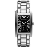 Emporio Armani Classic Black Dial Silver Stainless Steel Strap Watch For Men - AR0156