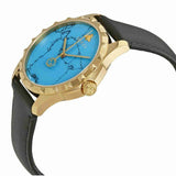 Gucci G Timeless Turquoise Blue Dial Black Leather Strap Watch For Men - YA126462