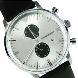 Emporio Armani Gianni White Dial Black Leather Strap Watch For Men - AR0385