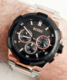 Hugo Boss Supernova Black Dial Two Tone Steel Strap Watch for Men - 1513358