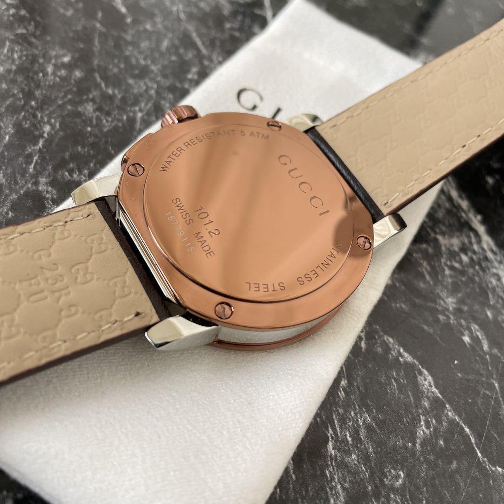 Gucci G Chrono Black Dial Black Leather Strap Watch For Men - YA101202
