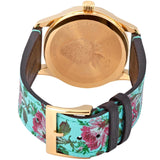 Gucci G Timeless Floral Turquoise Dial Turquoise Leather Strap Watch For Women - YA1264085