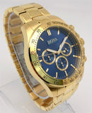 Hugo Boss Ikon Blue Dial Gold Steel Strap Watch for Men - 1513340