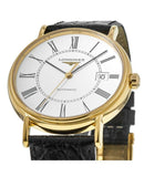Longines Presence 25.5mm Automatic White Dial Black Leather Strap Watch for Women - L4.921.2.11.2