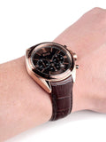 Hugo Boss Driver Sport Chronograph Brown Dial Brown Leather Strap Watch for Men - 1513093