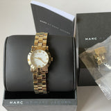 Marc Jacobs Mini Amy White Dial Gold Stainless Steel Strap Watch for Women - MBM3057