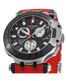 Tissot T Race Chronograph Black Dial Red Rubber Strap Watch For Men - T115.417.27.051.00