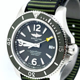 Breitling Superocean Automatic 44mm Outerknown Green Dial Green Nylon Strap Watch for Men - A17367A11L1W1