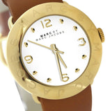 Marc Jacobs Amy White Dial Brown Leather Strap Watch for Women - MBM8574