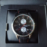 Hugo Boss Aeroliner Black Dial Black Leather Strap Watch for Men - 1512631
