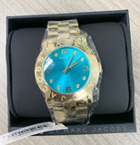 Marc Jacobs Amy Turquoise Dial Gold Stainless Steel Strap Watch for Women - MBM3220