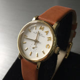 Marc Jacobs Baker Champagne Dial Brown Leather Strap Watch for Women - MBM1317