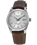 Tissot Gentleman Powermatic 80 Silicium Silver Dial Brown Leather Strap Watch For Men - T127.407.16.031.00