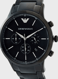 Emporio Armani Dress Chronograph Quartz Black Dial Black Stainless Steel Strap Watch For Men - AR2485