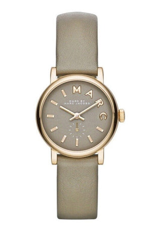 Marc Jacobs Baker Grey Dial Grey Leather Strap Watch for Women - MBM1318