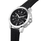 Maserati Successo Chronoraph Black Dial Black Silicon Strap Watch For Men - R8871621014